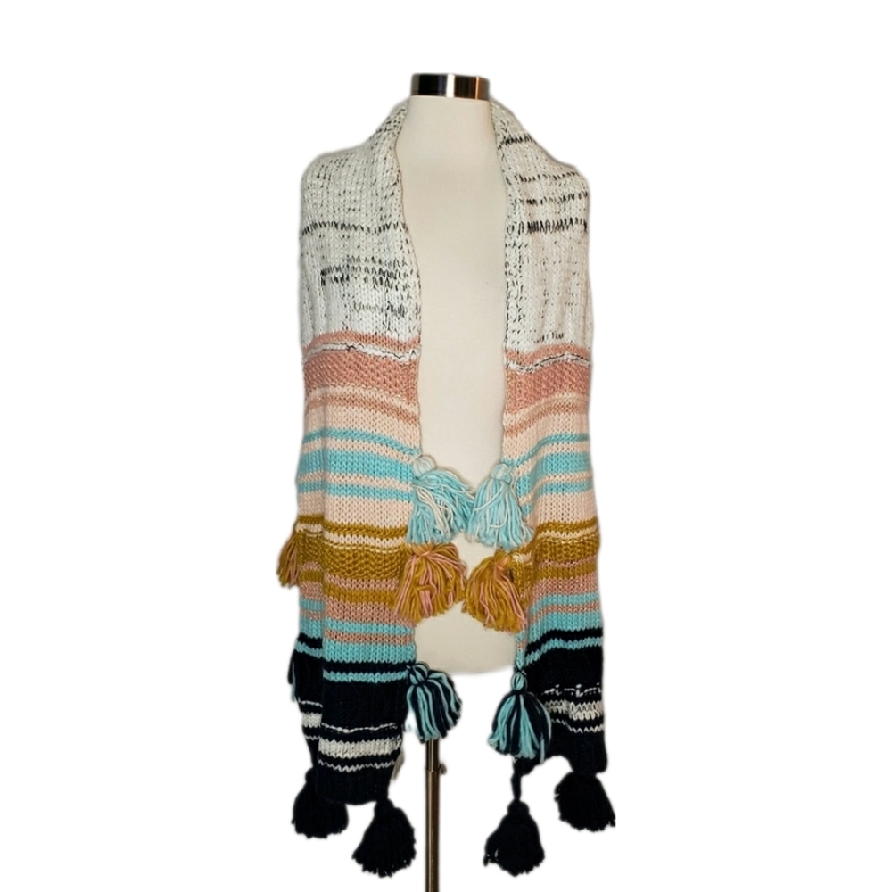 NWT Altar'd State Striped Tassel Statement Cozy Winter Scarf